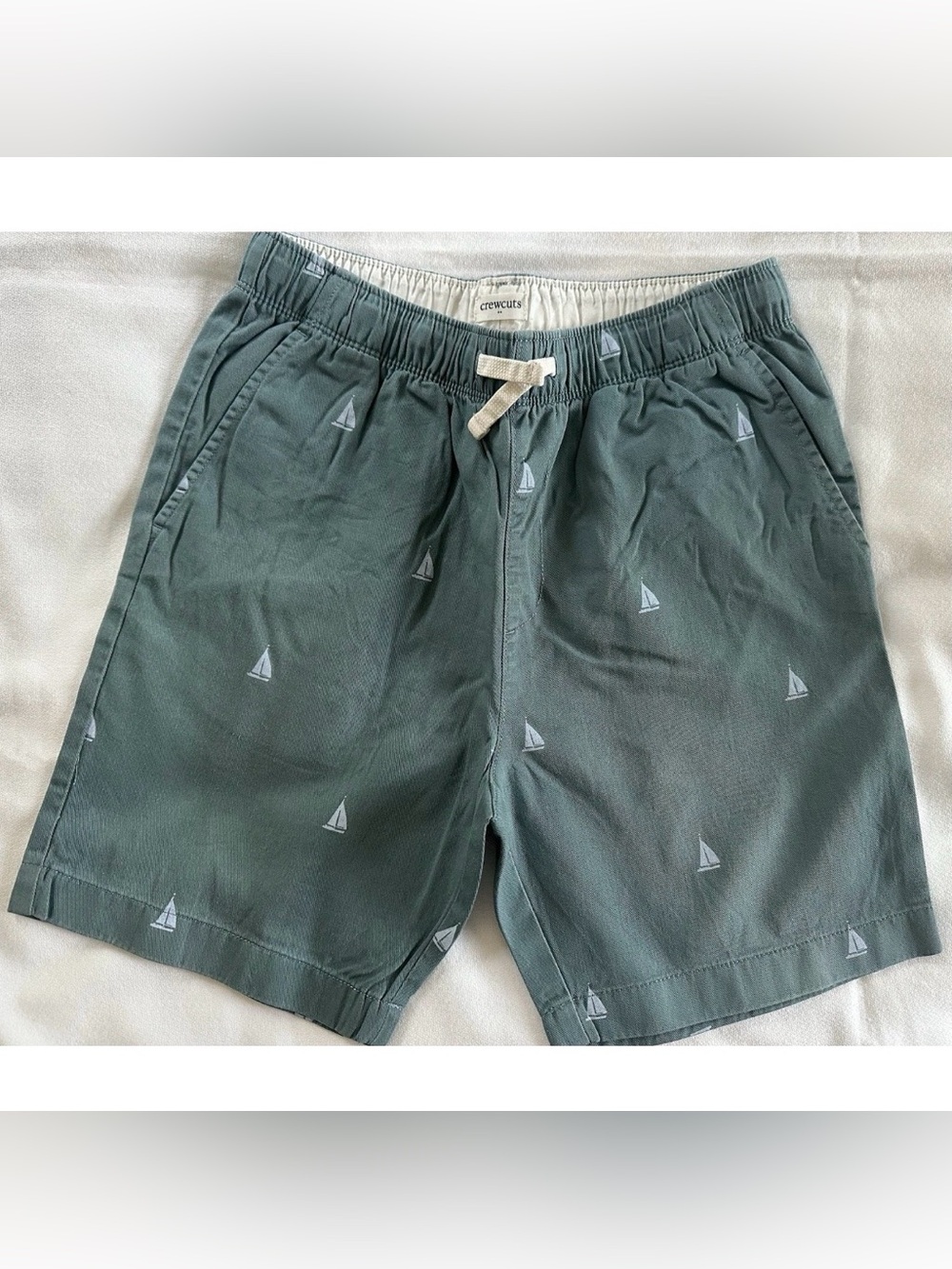 Crewcuts Olive Green Sailboat Swim Trunks